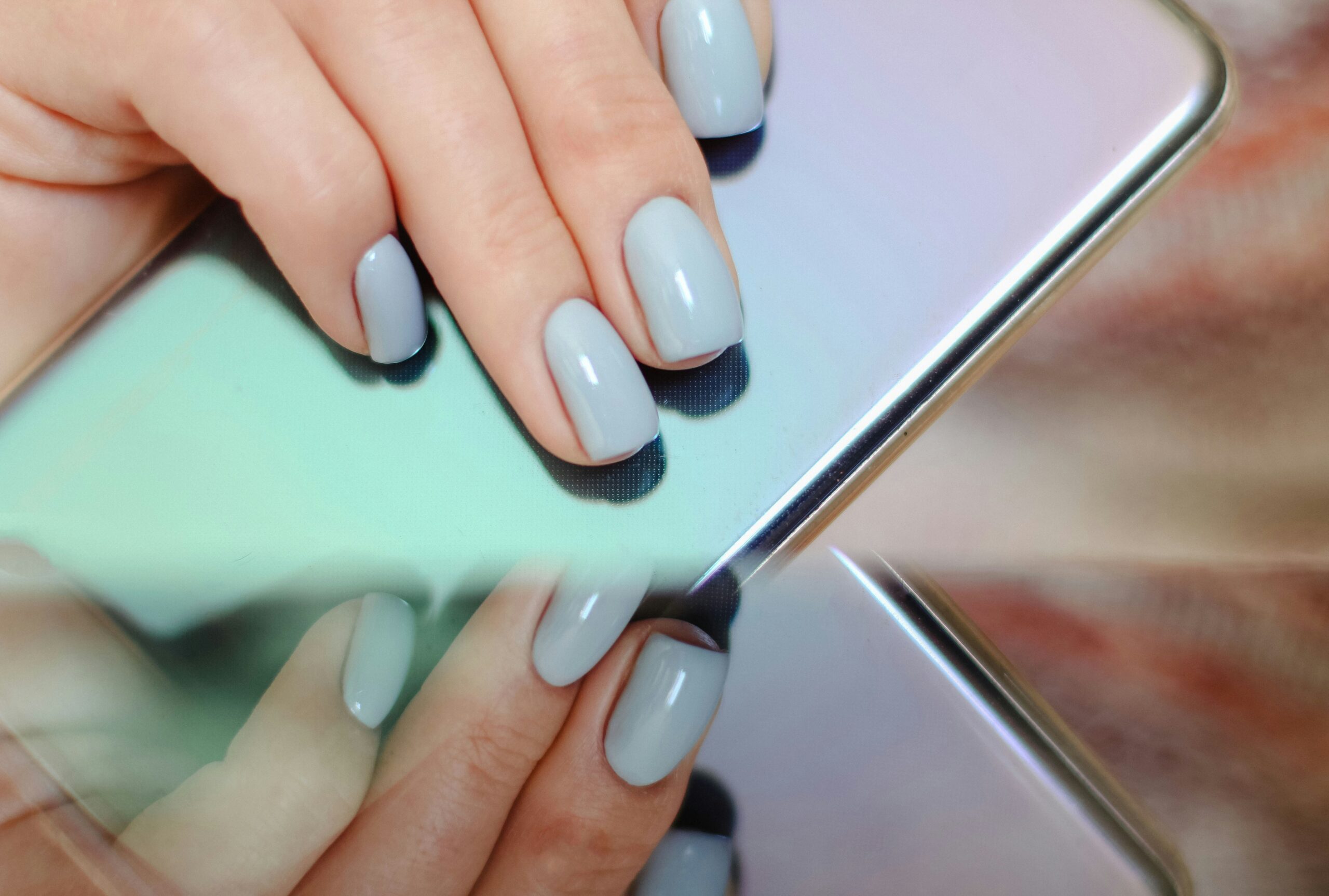 Gel nail manicure detail